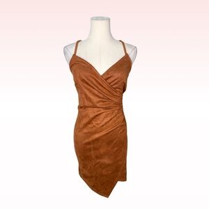 Nwt IRIS Orange Suede Mini Dress (Sz S)